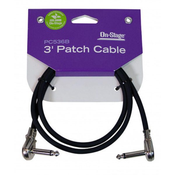 On-Stage PC536B 3 Foot Patch Cable with Pancake Connectors (Black) Online now