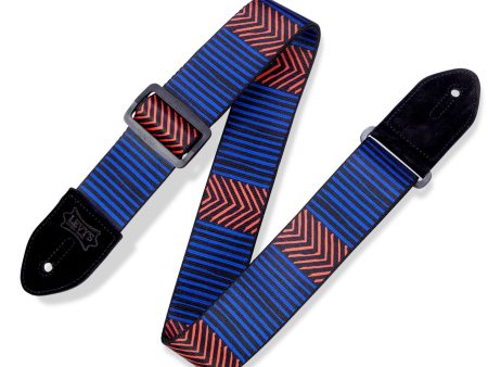 Levy s 2  Print Strap in Tribal Chevron - Black, Blue and Red Hot on Sale