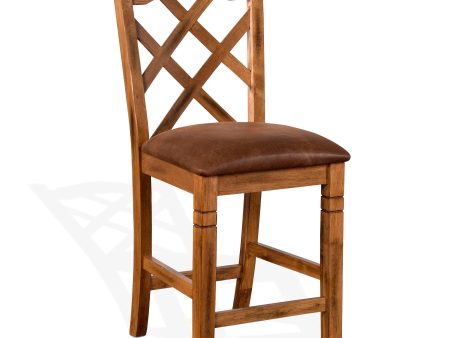 24”H Sedona Double Crossback Barstool w  Cushion Seat For Discount