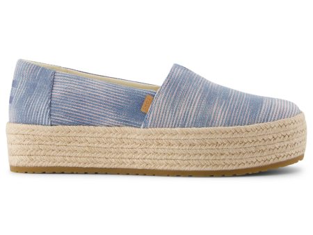 Valencia Platform Espadrille - Pastel Blue Novelty Denim For Discount