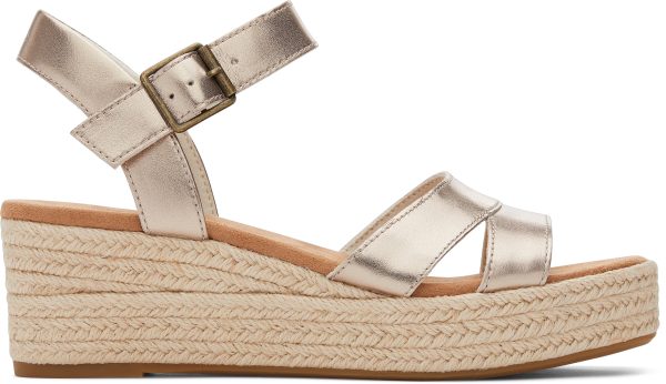 Audrey Espadrille Sandal - Light Gold Metallic Leather Hot on Sale