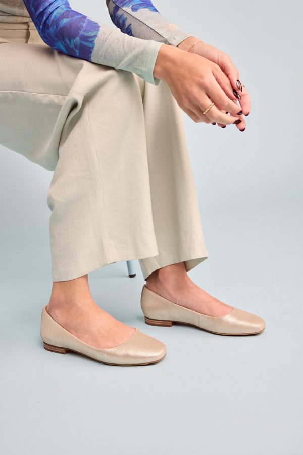 Briella Ballet Flat - Champagne Metallic Suede Fashion