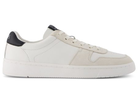 TRVL Lite Court Sneaker - White Black Leather Suede For Discount