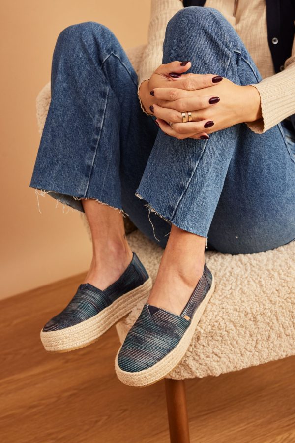 Valencia Platform Espadrille - Navy Novelty Denim Supply