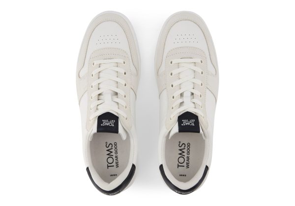 TRVL Lite Court Sneaker - White Black Leather Suede For Discount