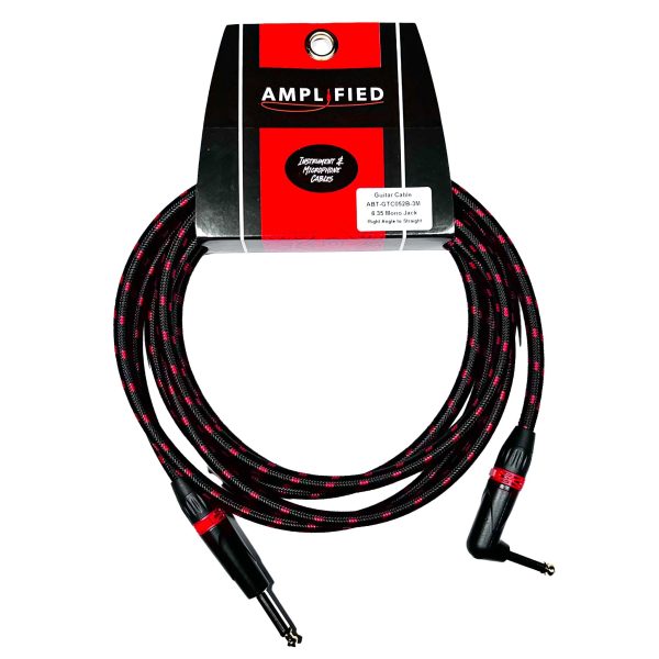 ABT ABT-GTC052B-3M Braided Instrument Cable Mono Jack - Jack (Right Angled) 3 Meters on Sale