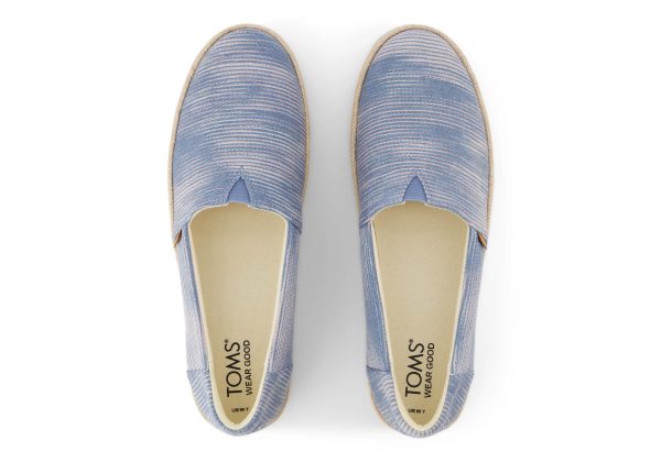 Valencia Platform Espadrille - Pastel Blue Novelty Denim For Discount