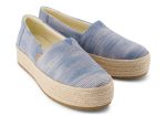 Valencia Platform Espadrille - Pastel Blue Novelty Denim For Discount