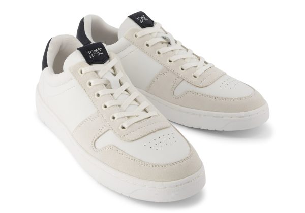 TRVL Lite Court Sneaker - White Black Leather Suede For Discount