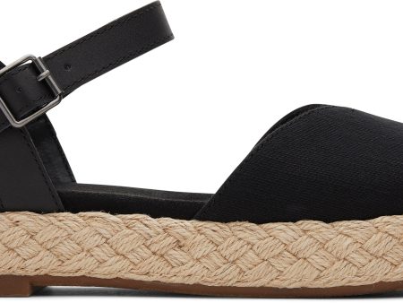 Abby Espadrille Sandal - Black Slubby Woven Leather Hot on Sale