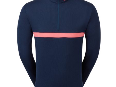 FootJoy Inset Stripe Chillout Pullover - Navy Coral Red Supply