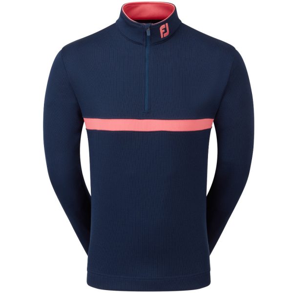 FootJoy Inset Stripe Chillout Pullover - Navy Coral Red Supply