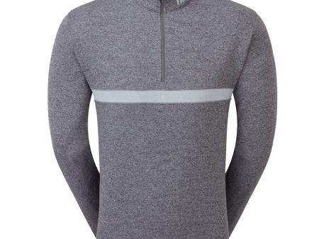 FootJoy Inset Stripe Chillout Pullover - Heather Gravel Heather Cliff Grey Online Hot Sale