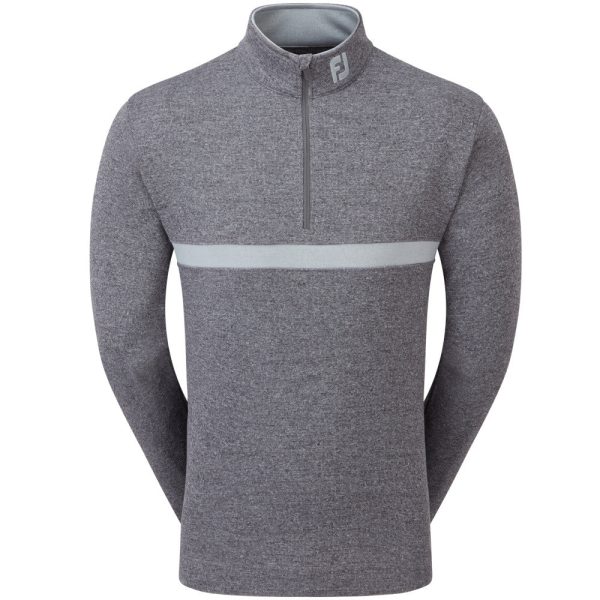 FootJoy Inset Stripe Chillout Pullover - Heather Gravel Heather Cliff Grey Online Hot Sale