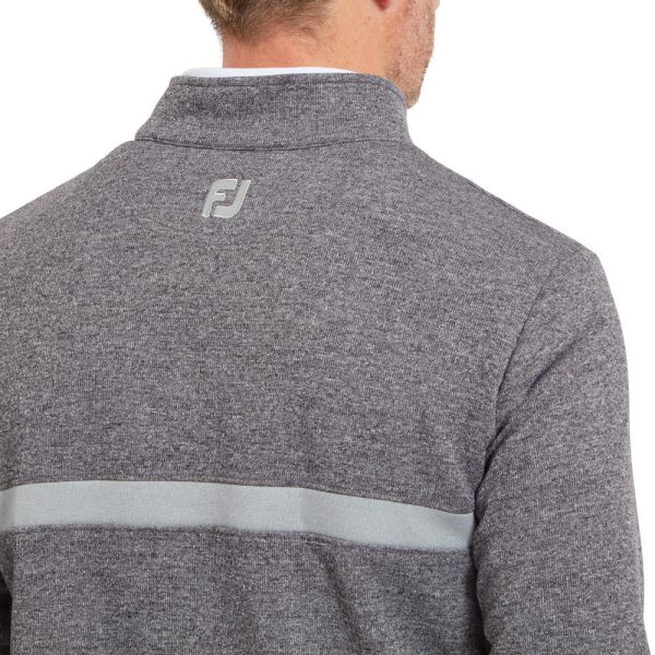 FootJoy Inset Stripe Chillout Pullover - Heather Gravel Heather Cliff Grey Online Hot Sale