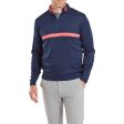 FootJoy Inset Stripe Chillout Pullover - Navy Coral Red Supply